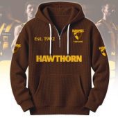 Hawthorn Hawks AFL Custom name Popcorn Texture Half Zip Hoodie v2