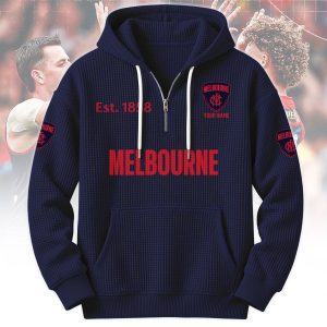 Melbourne Demons AFL Custom name Popcorn Texture Half Zip Hoodie v2