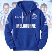 North Melbourne AFL Custom name Popcorn Texture Half Zip Hoodie v2