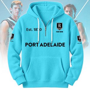 Port Adelaide Power AFL Custom name Popcorn Texture Half Zip Hoodie v2