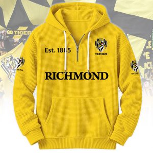 Richmond Tigers AFL Custom name Popcorn Texture Half Zip Hoodie v2