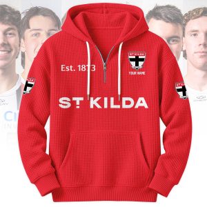 St Kilda Saints AFL Custom name Popcorn Texture Half Zip Hoodie v2