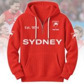Sydney Swans AFL Custom name Popcorn Texture Half Zip Hoodie v2
