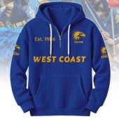 West Coast Eagles AFL Custom name Popcorn Texture Half Zip Hoodie v2