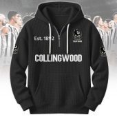 Collingwood Magpies AFL Custom name Popcorn Texture Half Zip Hoodie v2