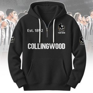 Collingwood Magpies AFL Custom name Popcorn Texture Half Zip Hoodie v2
