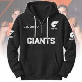 GWS Giants AFL Custom name Popcorn Texture Half Zip Hoodie v2