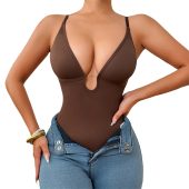 Wechery Shapers Woman Underwear Seamless Deep V Neck Top Waist Trainer Tummy Control Sexy Slimming Bodysuit Thongs