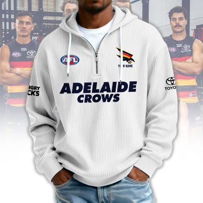 Adelaide Crows AFL Custom name Popcorn Texture Half Zip Sweatshirt v1