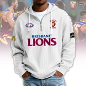 Brisbane Lions AFL Custom name Popcorn Texture Half Zip Sweatshirt v1