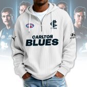Carlton Blues AFL Custom name Popcorn Texture Half Zip Sweatshirt v1