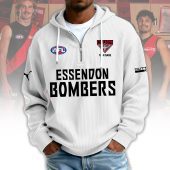 Essendon Bombers AFL Custom name Popcorn Texture Half Zip Sweatshirt v1