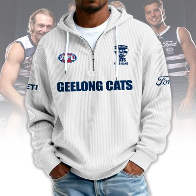 Geelong Cats AFL Custom name Popcorn Texture Half Zip Sweatshirt v1