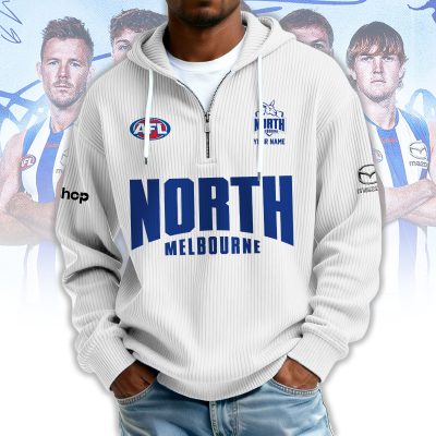 North Melbourne AFL Custom name Popcorn Texture Half Zip Sweatshirt v1