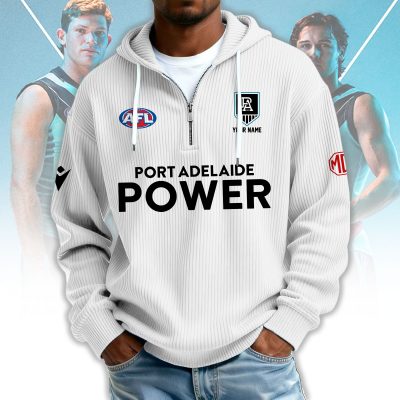 Port Adelaide Power AFL Custom name Popcorn Texture Half Zip Sweatshirt v1