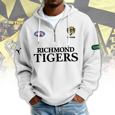 Richmond Tigers AFL Custom name Popcorn Texture Half Zip Sweatshirt v1
