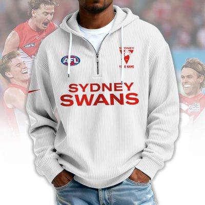 Sydney Swans AFL Custom name Popcorn Texture Half Zip Sweatshirt v1