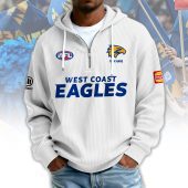 West Coast Eagles AFL Custom name Popcorn Texture Half Zip Sweatshirt v1