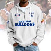 Western Bulldogs AFL Custom name Popcorn Texture Half Zip Sweatshirt v1