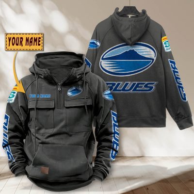 Super Rugby Blues Personalized Half-zip Hoodie Gift For Fans