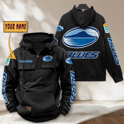 Super Rugby Blues Personalized Half-zip Hoodie Gift For Fans