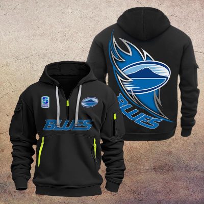 Super Rugby Blues Half-zip Hoodie Gift For Fans