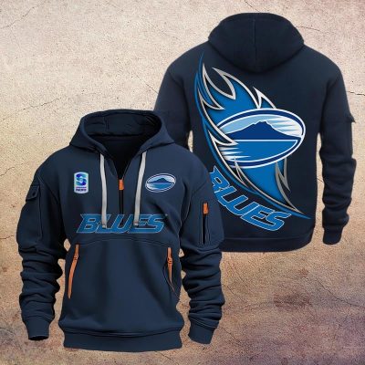 Super Rugby Blues Half-zip Hoodie Gift For Fans