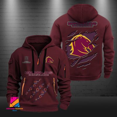 NRL Brisbane Broncos Half-zip Hoodie Gift For Fans