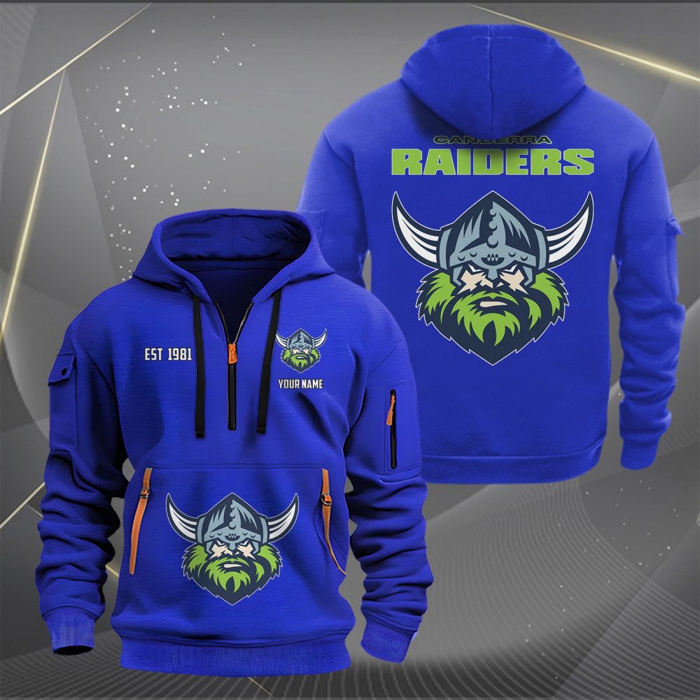 NRL Canberra Raiders Personalized Half-zip Hoodie Gift For Fans NRL Canberra Raiders Personalized Half-zip Hoodie Gift For Fans