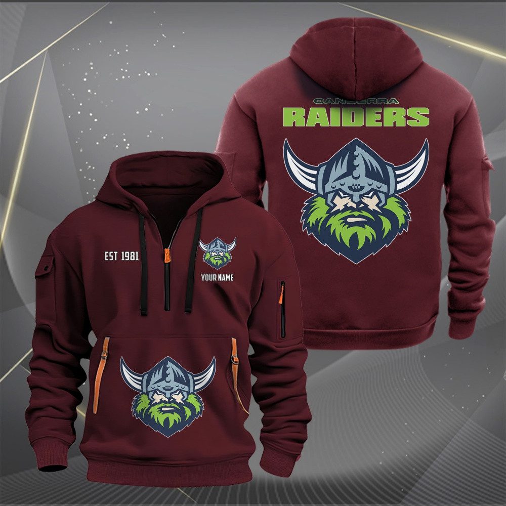 NRL Canberra Raiders Personalized Half-zip Hoodie Gift For Fans NRL Canberra Raiders Personalized Half-zip Hoodie Gift For Fans