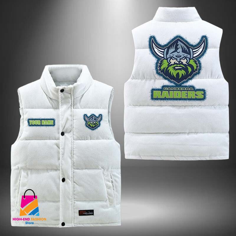 NRL Canberra Raiders Personalized Style Sleeveless Puffer Jacket Gift For Fans NRL Canberra Raiders Personalized Style Sleeveless Puffer Jacket Gift For Fans