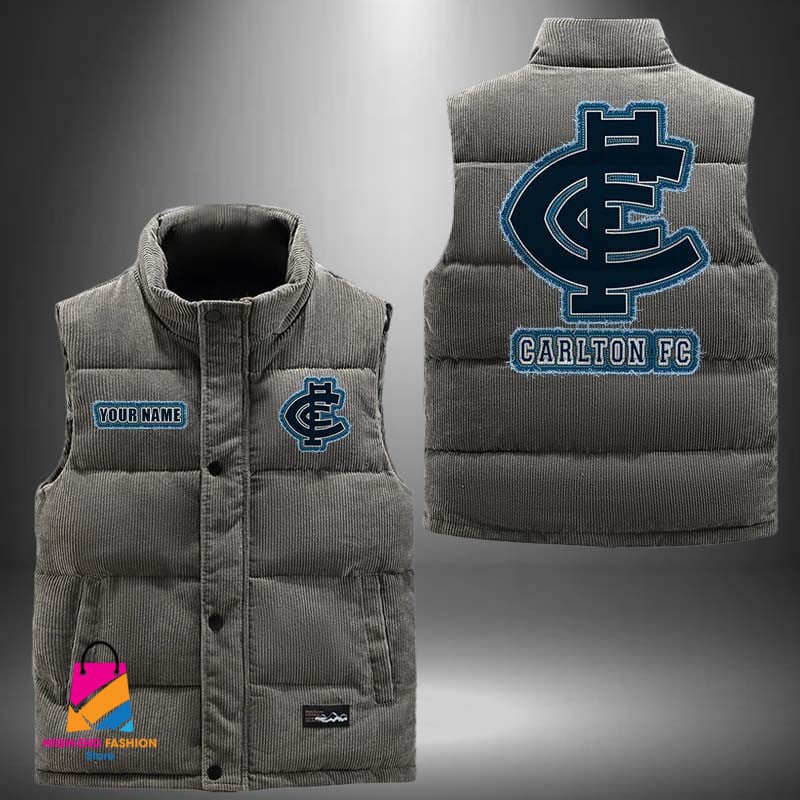 AFL Carlton Football Personalized Style Sleeveless Puffer Jacket Gift For Fans AFL Carlton Football Personalized Style Sleeveless Puffer Jacket Gift For Fans