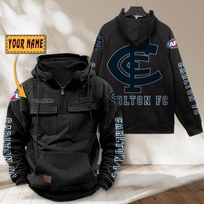 AFL Carlton Personalized Tactical Half-zip Hoodie Gift For Fans