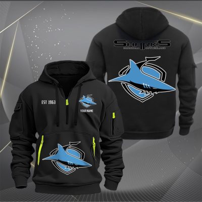 NRL Cronulla-Sutherland Sharks Personalized Half-zip Hoodie Gift For Fans