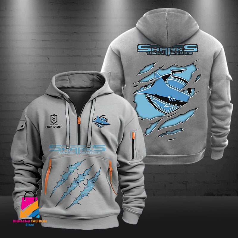 NRL Cronulla-Sutherland Sharks Half-zip Hoodie Gift For Fans NRL Cronulla-Sutherland Sharks Half-zip Hoodie Gift For Fans