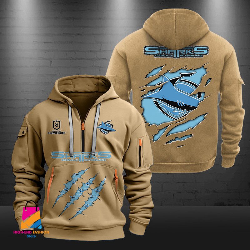 NRL Cronulla-Sutherland Sharks Half-zip Hoodie Gift For Fans NRL Cronulla-Sutherland Sharks Half-zip Hoodie Gift For Fans