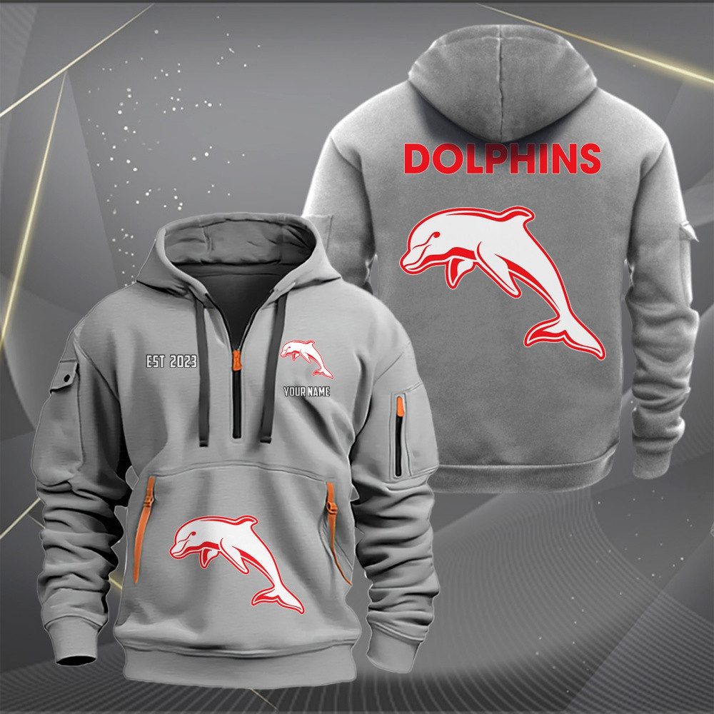 NRL Dolphins Personalized Half-zip Hoodie Gift For Fans NRL Dolphins Personalized Half-zip Hoodie Gift For Fans