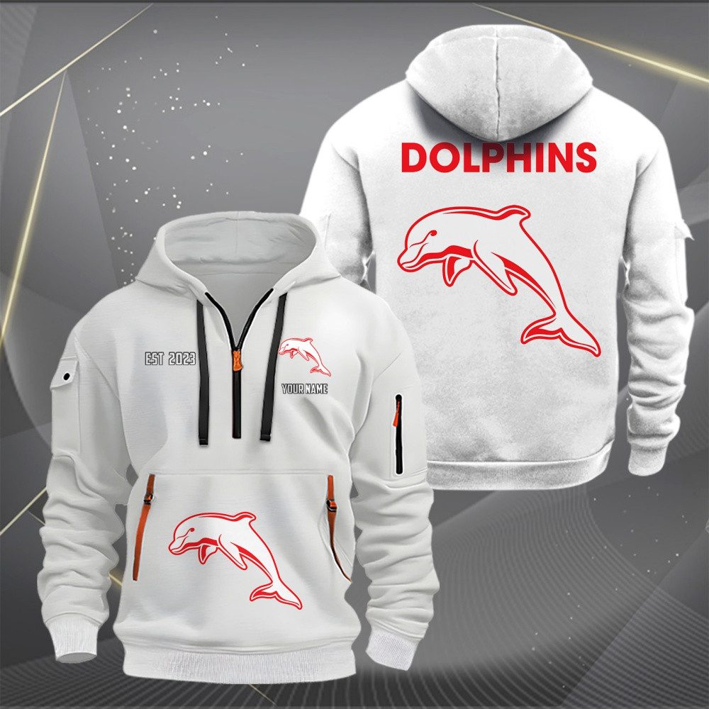 NRL Dolphins Personalized Half-zip Hoodie Gift For Fans NRL Dolphins Personalized Half-zip Hoodie Gift For Fans