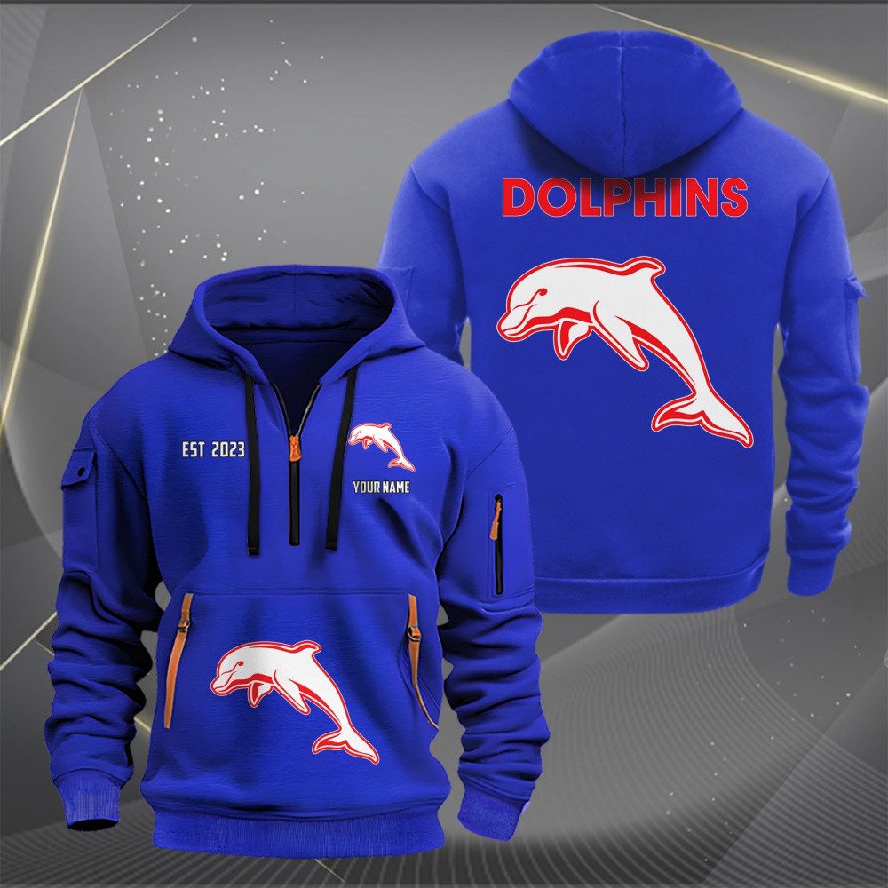 NRL Dolphins Personalized Half-zip Hoodie Gift For Fans NRL Dolphins Personalized Half-zip Hoodie Gift For Fans