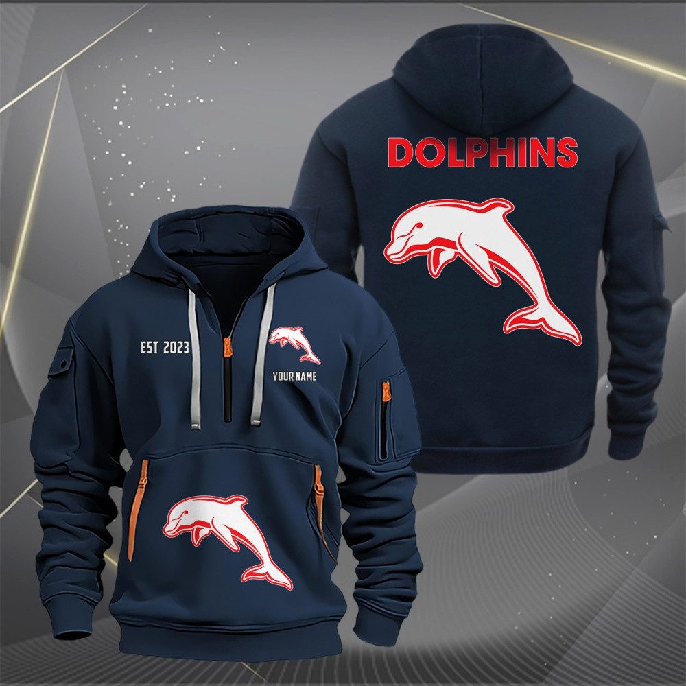 NRL Dolphins Personalized Half-zip Hoodie Gift For Fans NRL Dolphins Personalized Half-zip Hoodie Gift For Fans