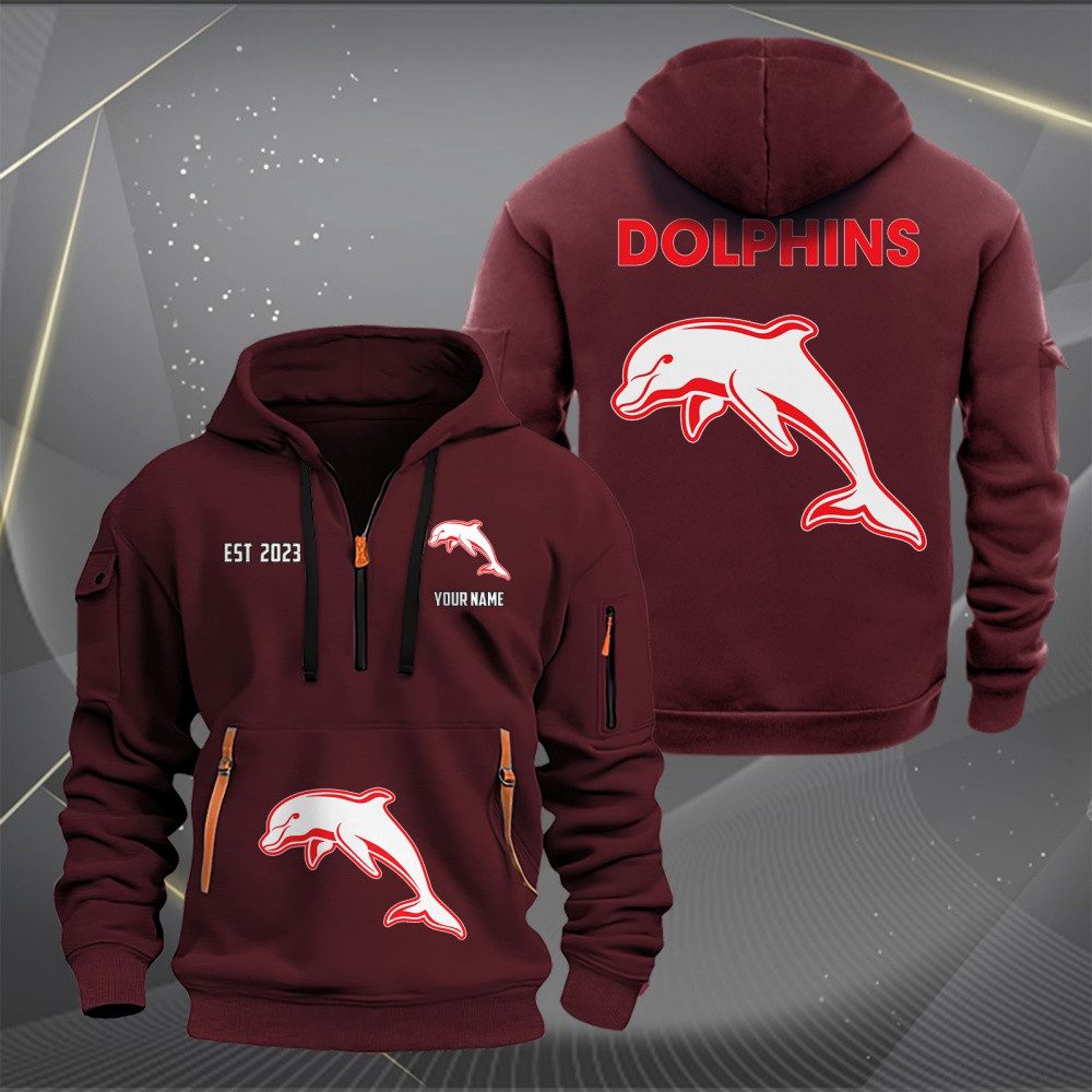 NRL Dolphins Personalized Half-zip Hoodie Gift For Fans NRL Dolphins Personalized Half-zip Hoodie Gift For Fans