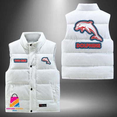 NRL Dolphins Personalized Style Sleeveless Puffer Jacket Gift For Fans