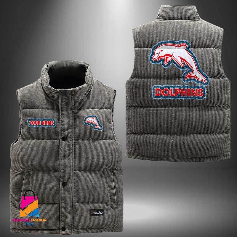 NRL Dolphins Personalized Style Sleeveless Puffer Jacket Gift For Fans NRL Dolphins Personalized Style Sleeveless Puffer Jacket Gift For Fans