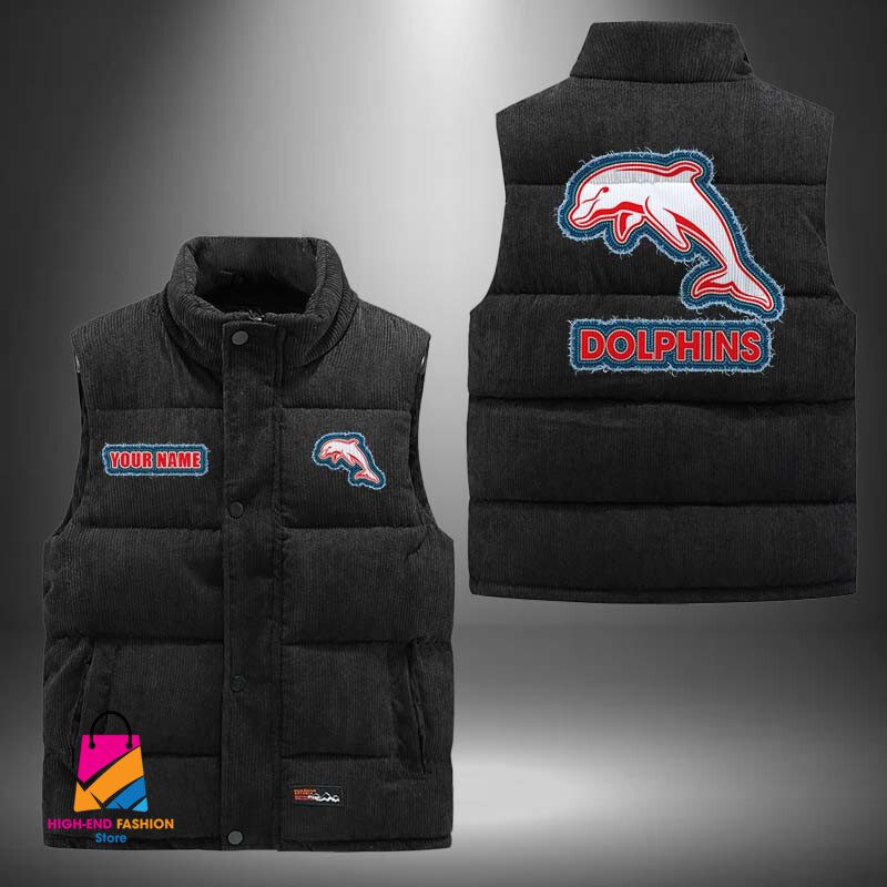 NRL Dolphins Personalized Style Sleeveless Puffer Jacket Gift For Fans NRL Dolphins Personalized Style Sleeveless Puffer Jacket Gift For Fans