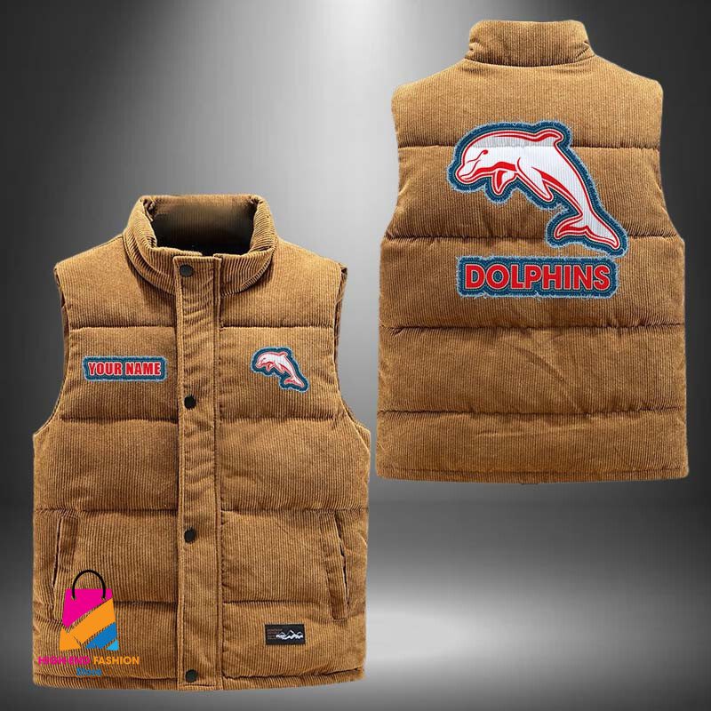 NRL Dolphins Personalized Style Sleeveless Puffer Jacket Gift For Fans NRL Dolphins Personalized Style Sleeveless Puffer Jacket Gift For Fans