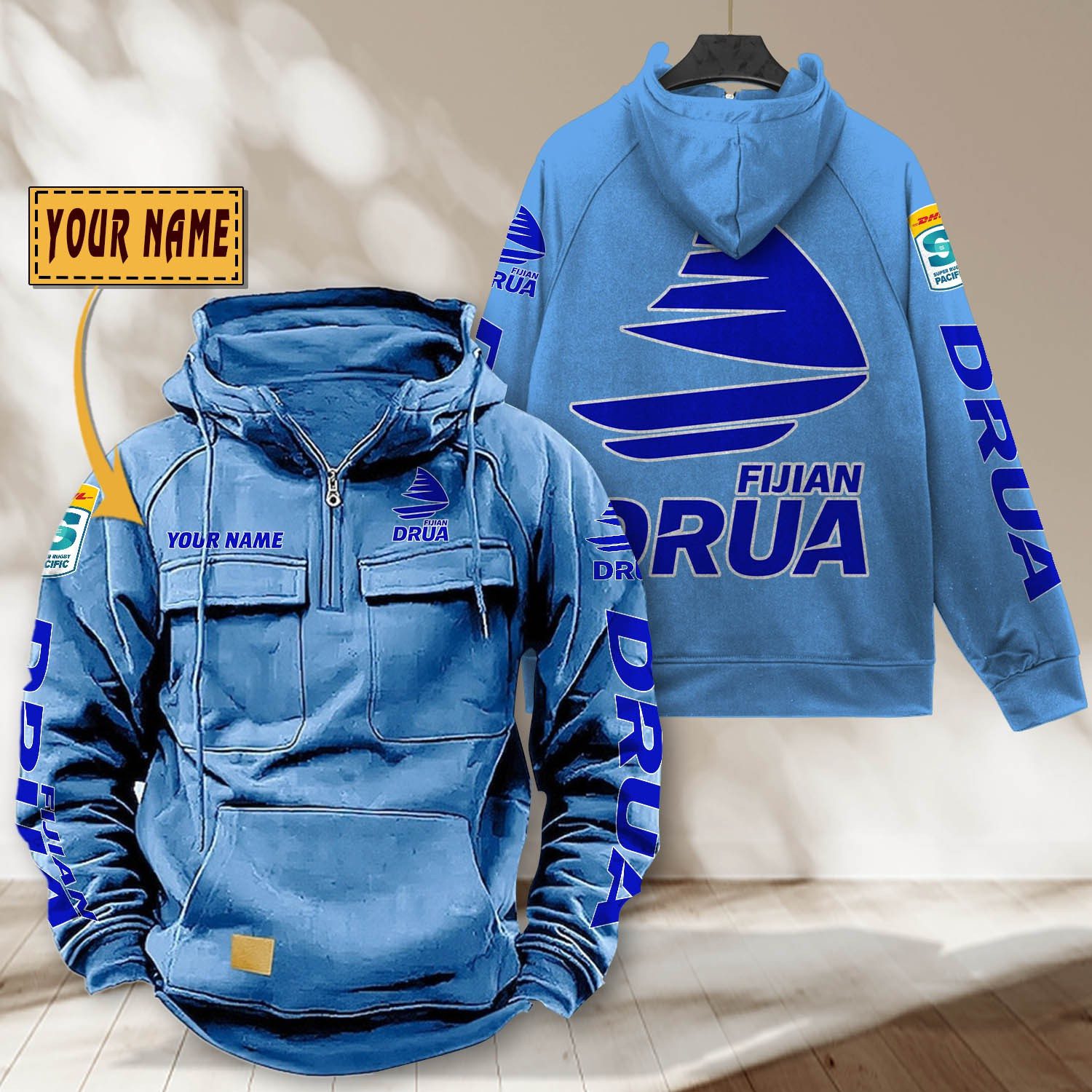 Super Rugby Fijian Drua Personalized Half-zip Hoodie Gift For Fans Super Rugby Fijian Drua Personalized Half-zip Hoodie Gift For Fans