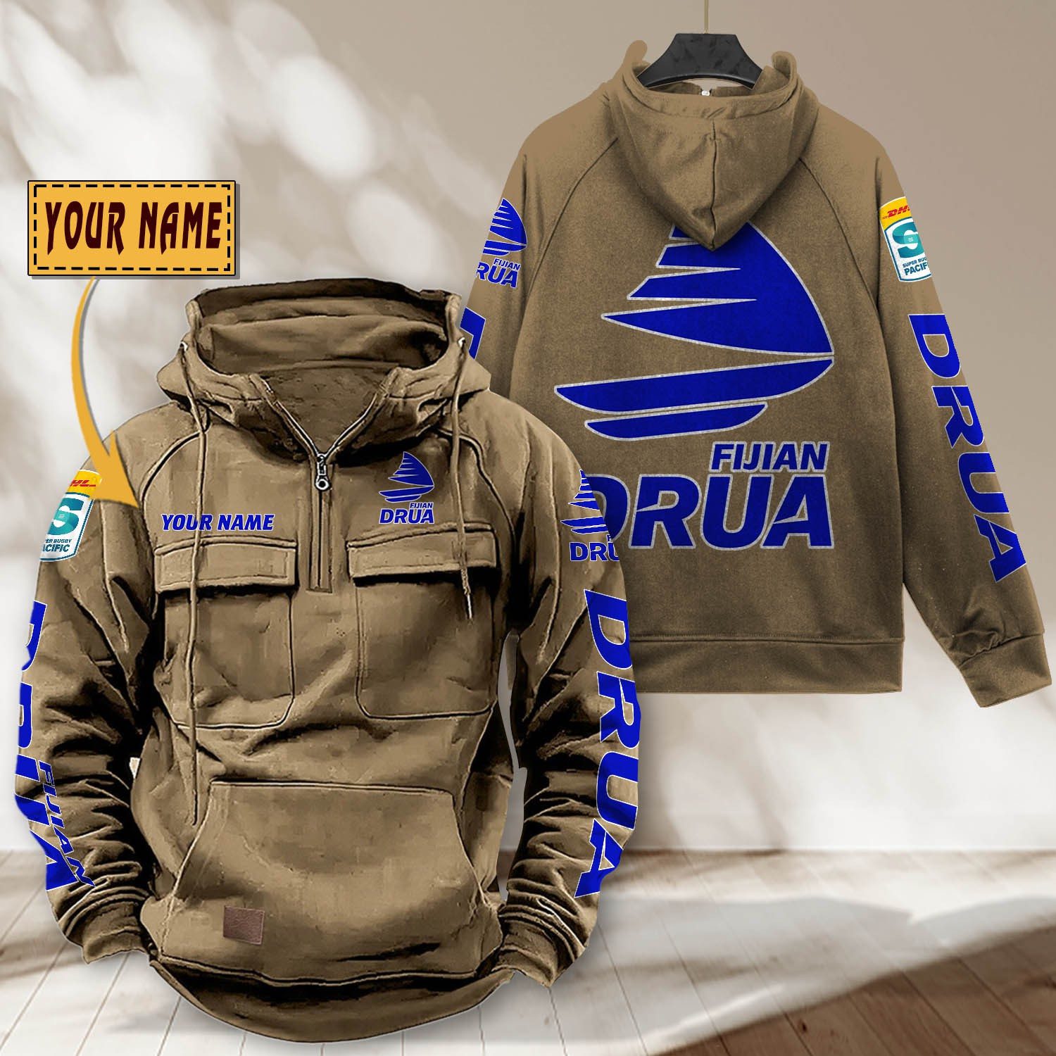 Super Rugby Fijian Drua Personalized Half-zip Hoodie Gift For Fans Super Rugby Fijian Drua Personalized Half-zip Hoodie Gift For Fans