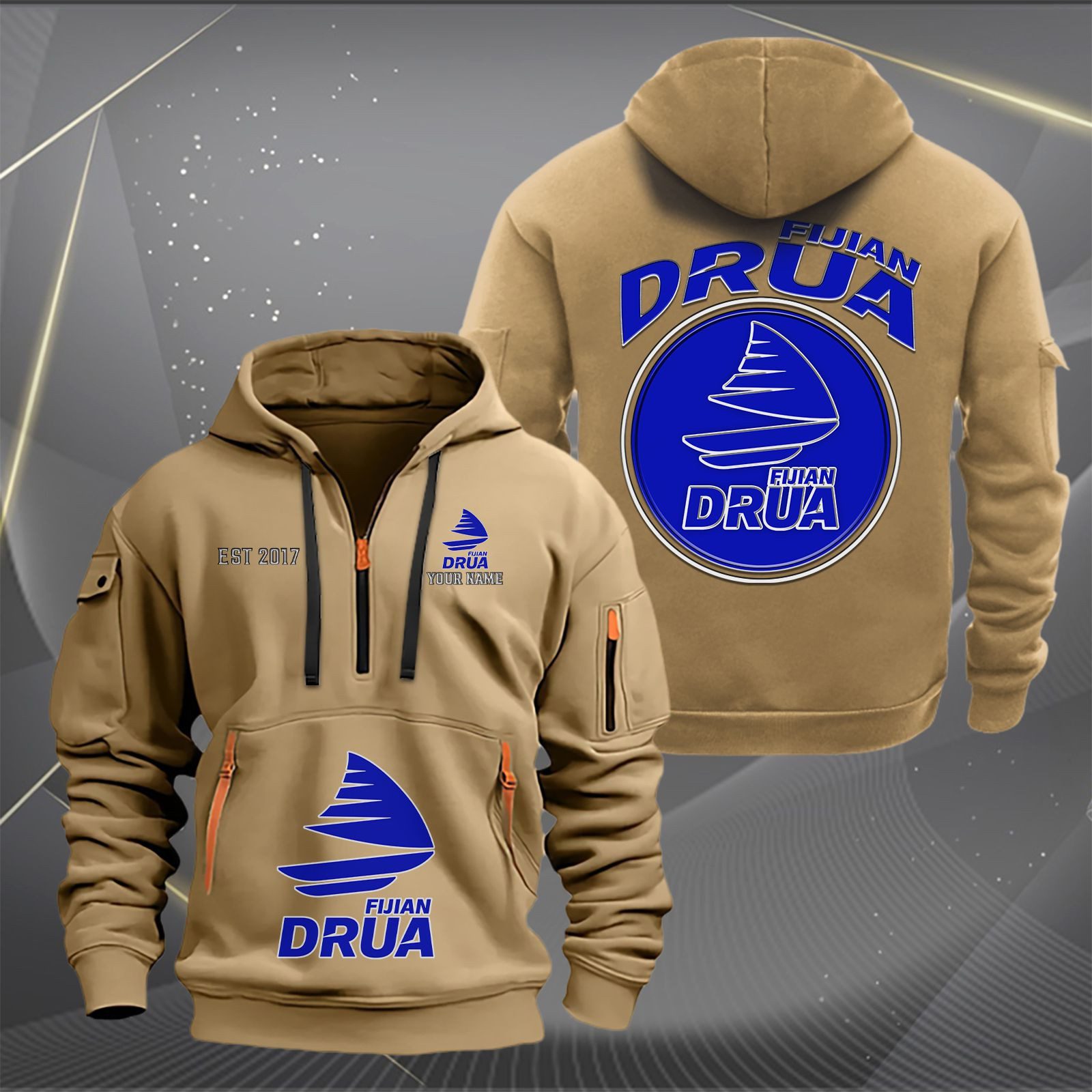 Super Rugby Fijian Drua Personalized Half-zip Hoodie Gift For Fans Super Rugby Fijian Drua Personalized Half-zip Hoodie Gift For Fans
