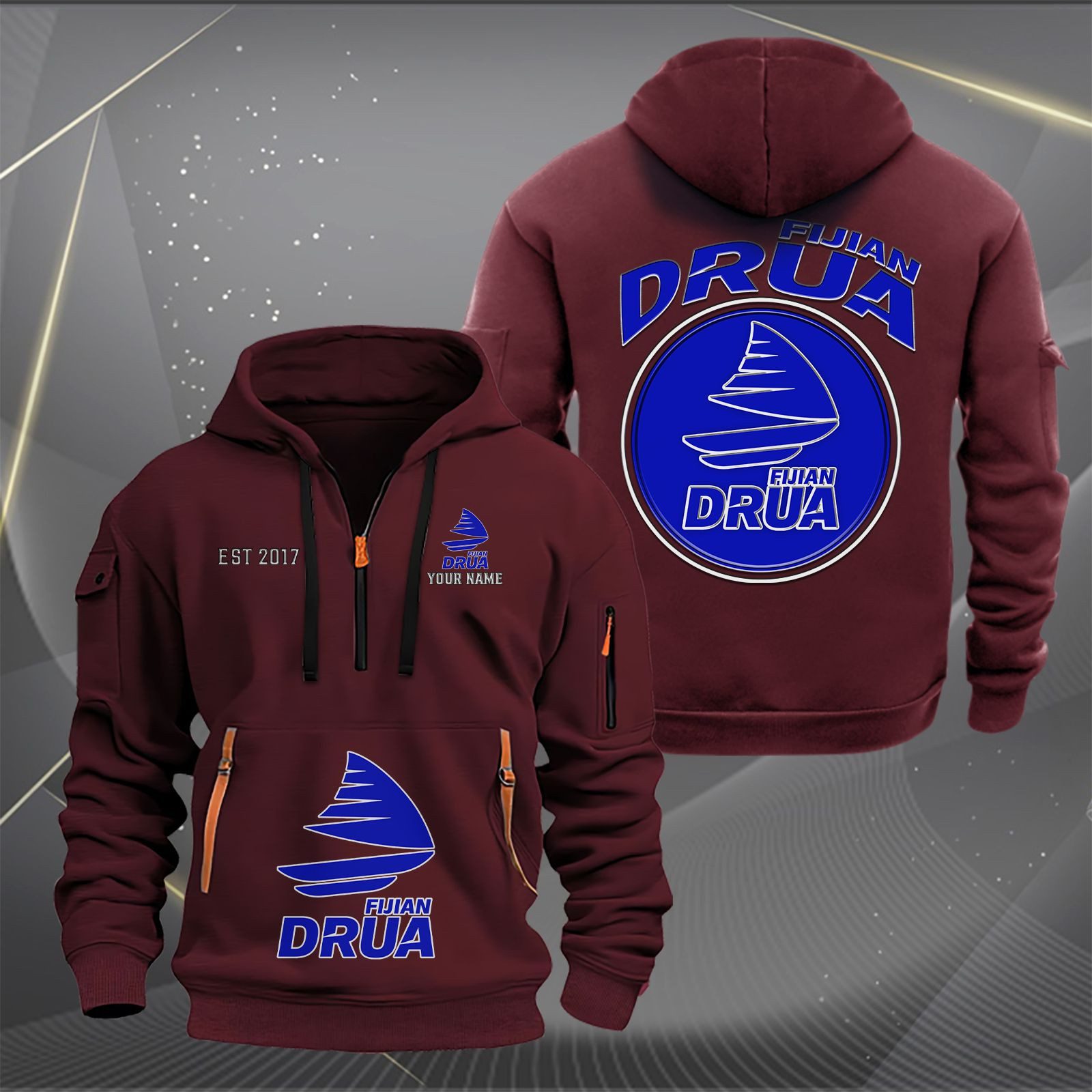 Super Rugby Fijian Drua Personalized Half-zip Hoodie Gift For Fans Super Rugby Fijian Drua Personalized Half-zip Hoodie Gift For Fans