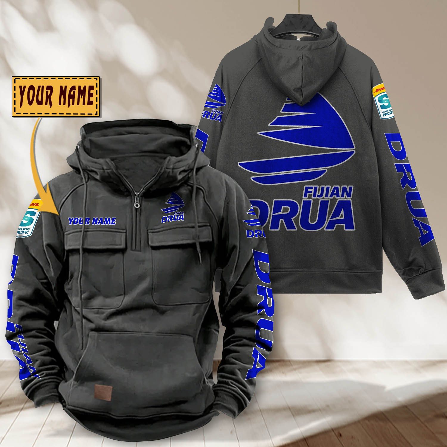 Super Rugby Fijian Drua Personalized Half-zip Hoodie Gift For Fans Super Rugby Fijian Drua Personalized Half-zip Hoodie Gift For Fans